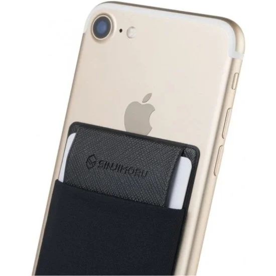 Sinjimoru Sinji Pouch Flap Secure Card Holder for back of phone-Black